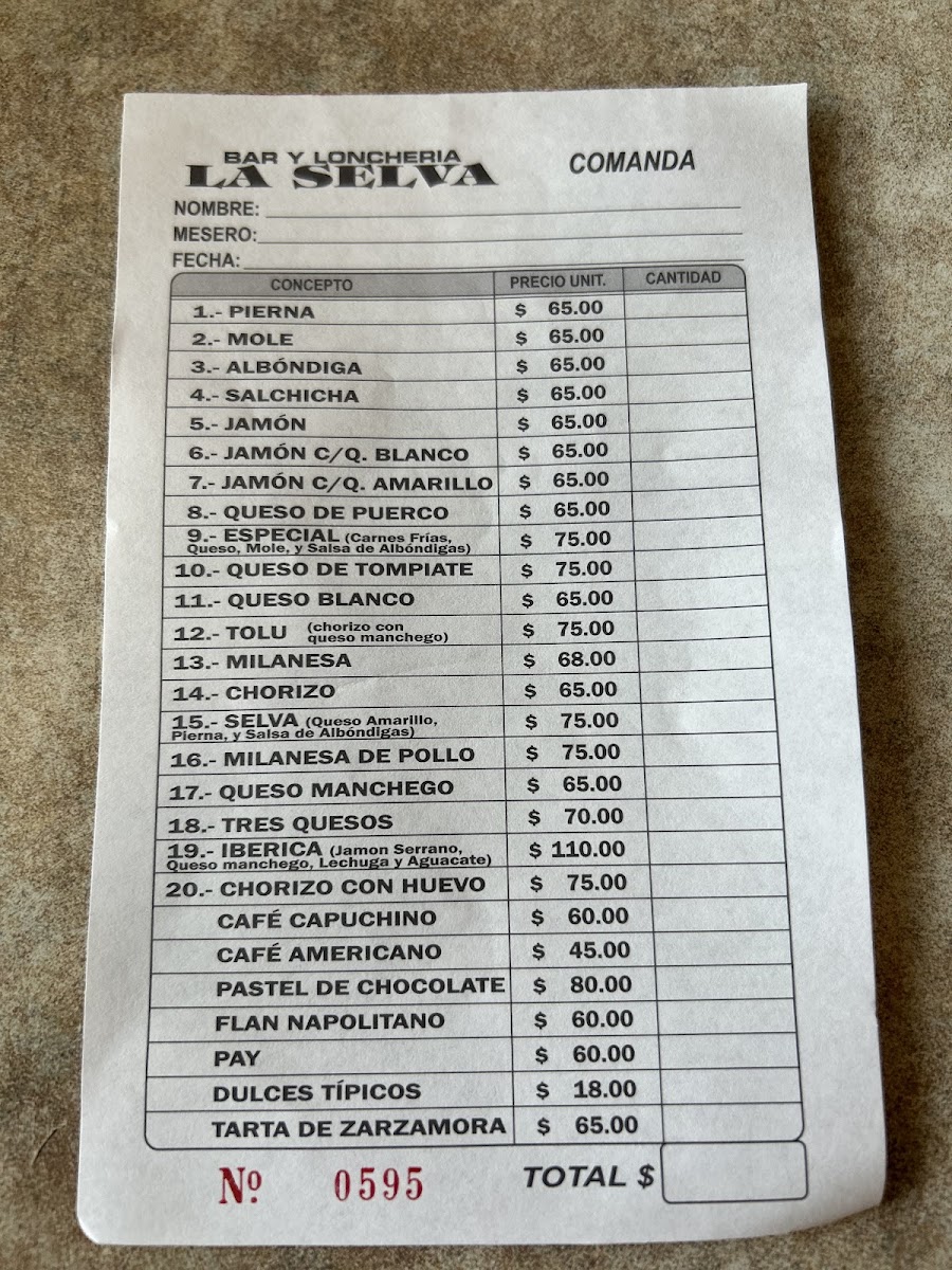 Tortas La Selva Lerma Menu - Image 1